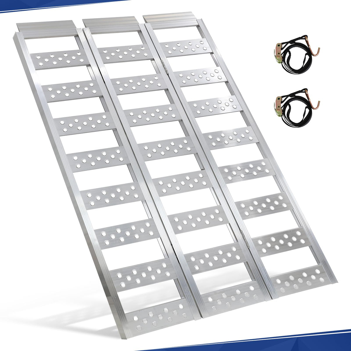 Full Width Aluminum Tri-Fold Loading Ramps with Treads K10265