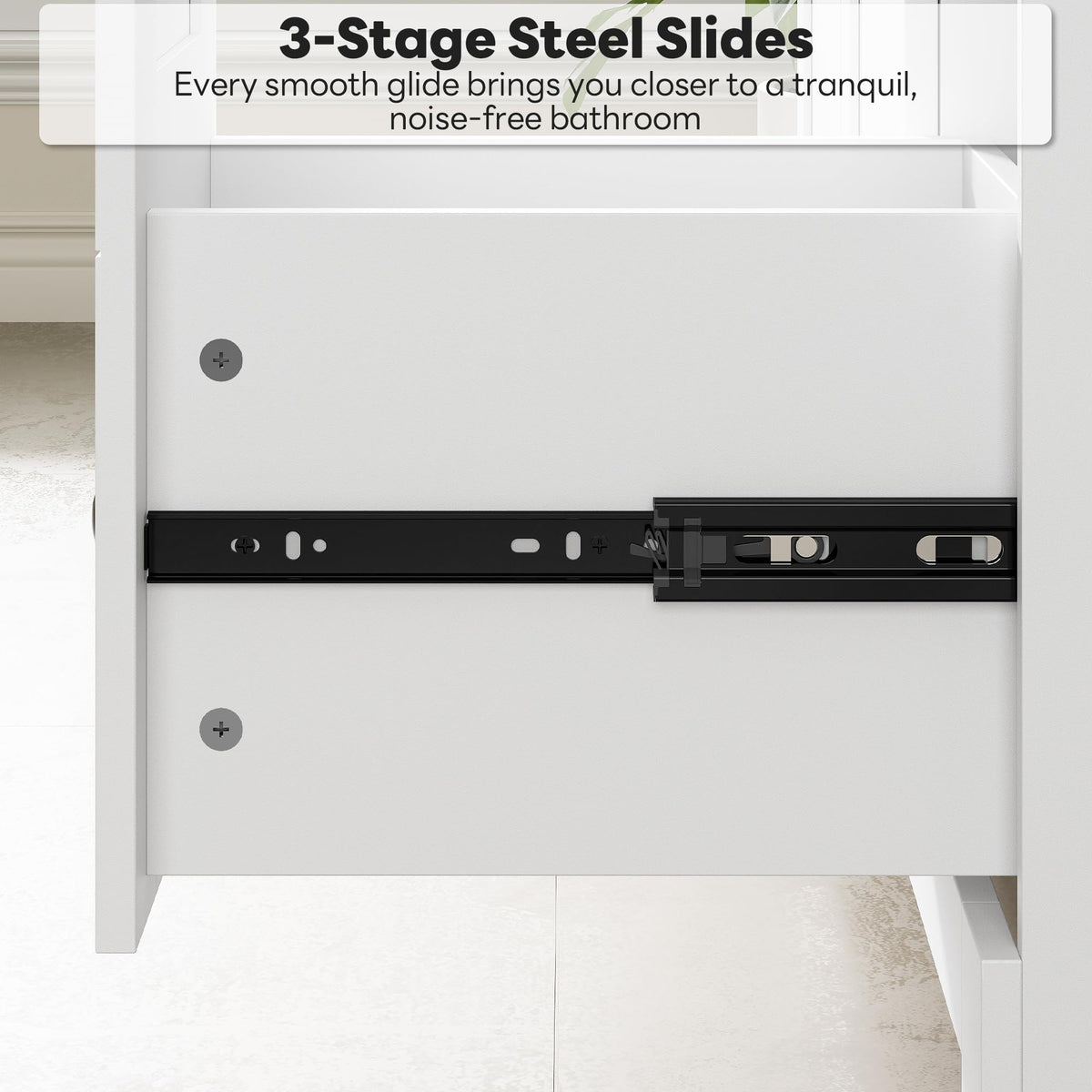 36" White Bathroom Vanity with Sink, 2 Soft-Close Drawers & Doors T815