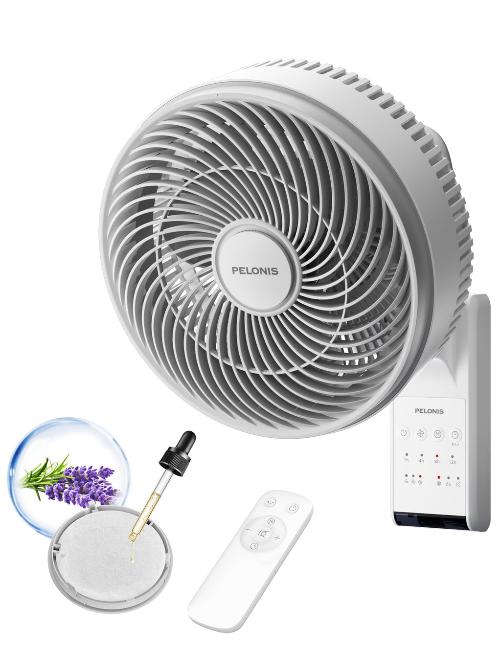 12 inch Indoor Oscillating Wall Mount Fan with Remote, White W35018
