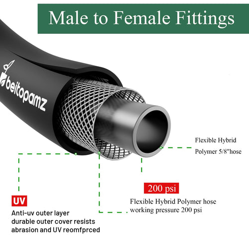 100 ft 5/8 in Heavy Duty Flexible Rubber Hybrid Garden Hose W891359