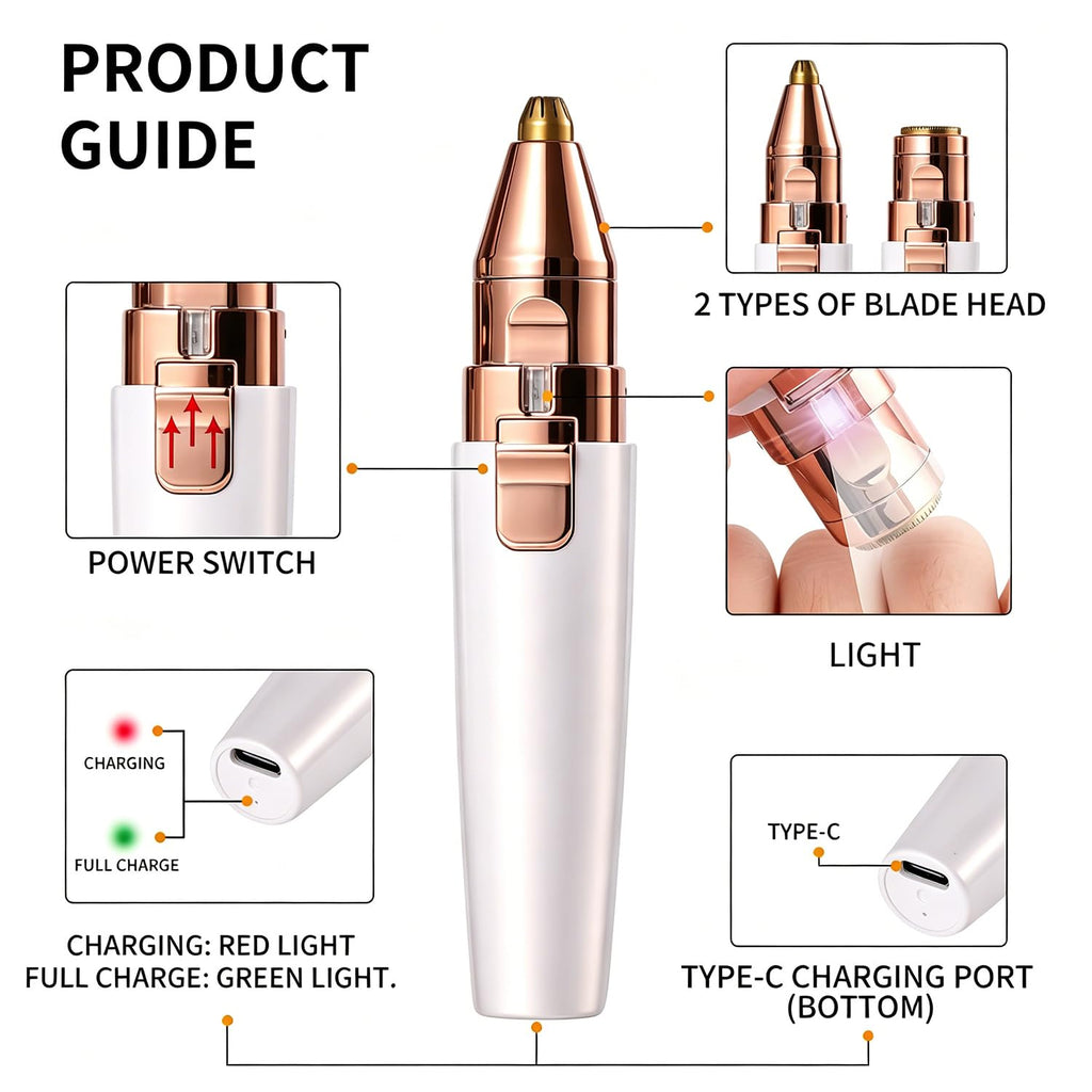 2 in 1 Electric Facial Hair Removal with LED Light N691