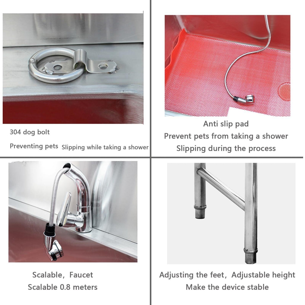 Stainless Steel Dog Washing Station with Sliding Door Q964258