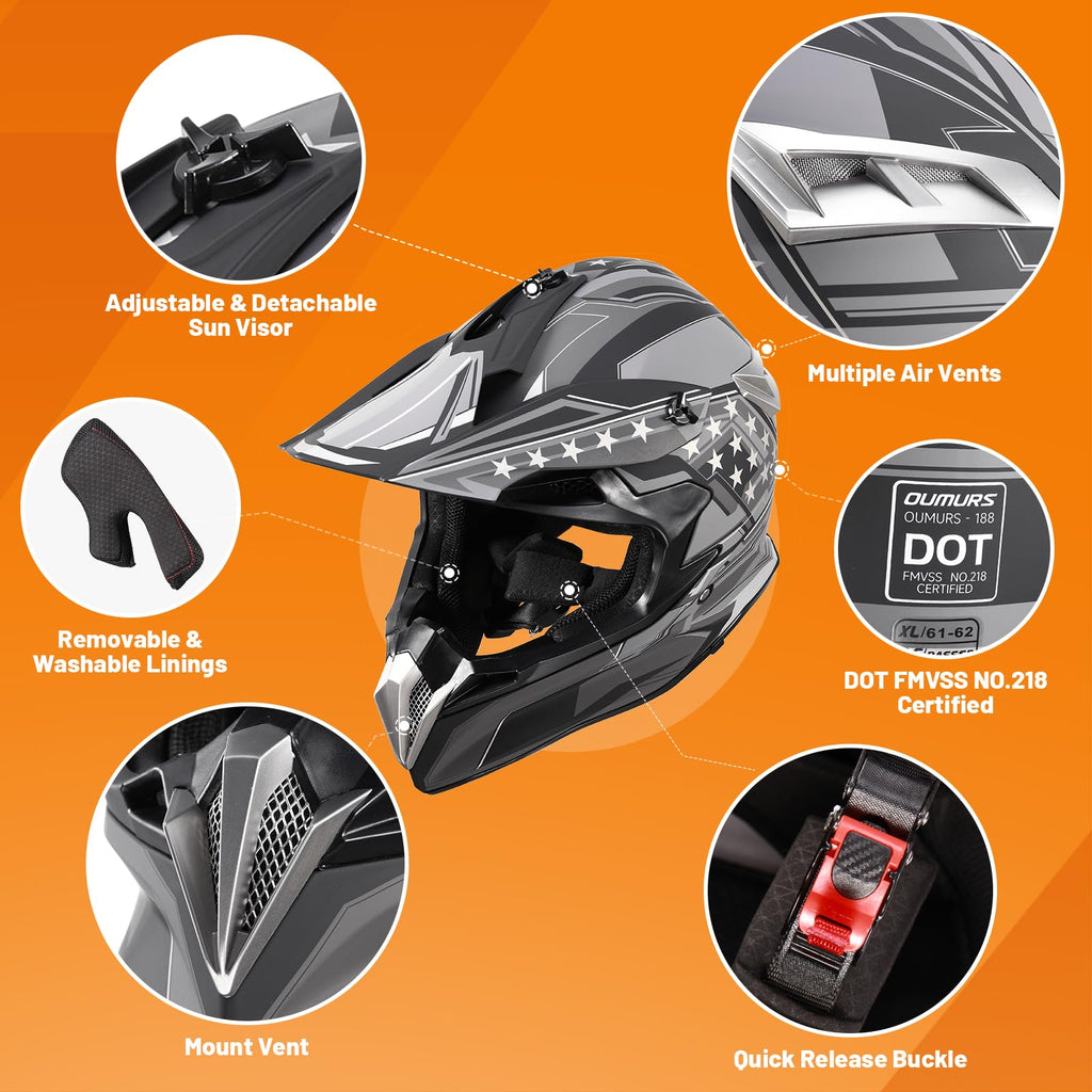 DOT Approved Full Face Motocross Helmet T435