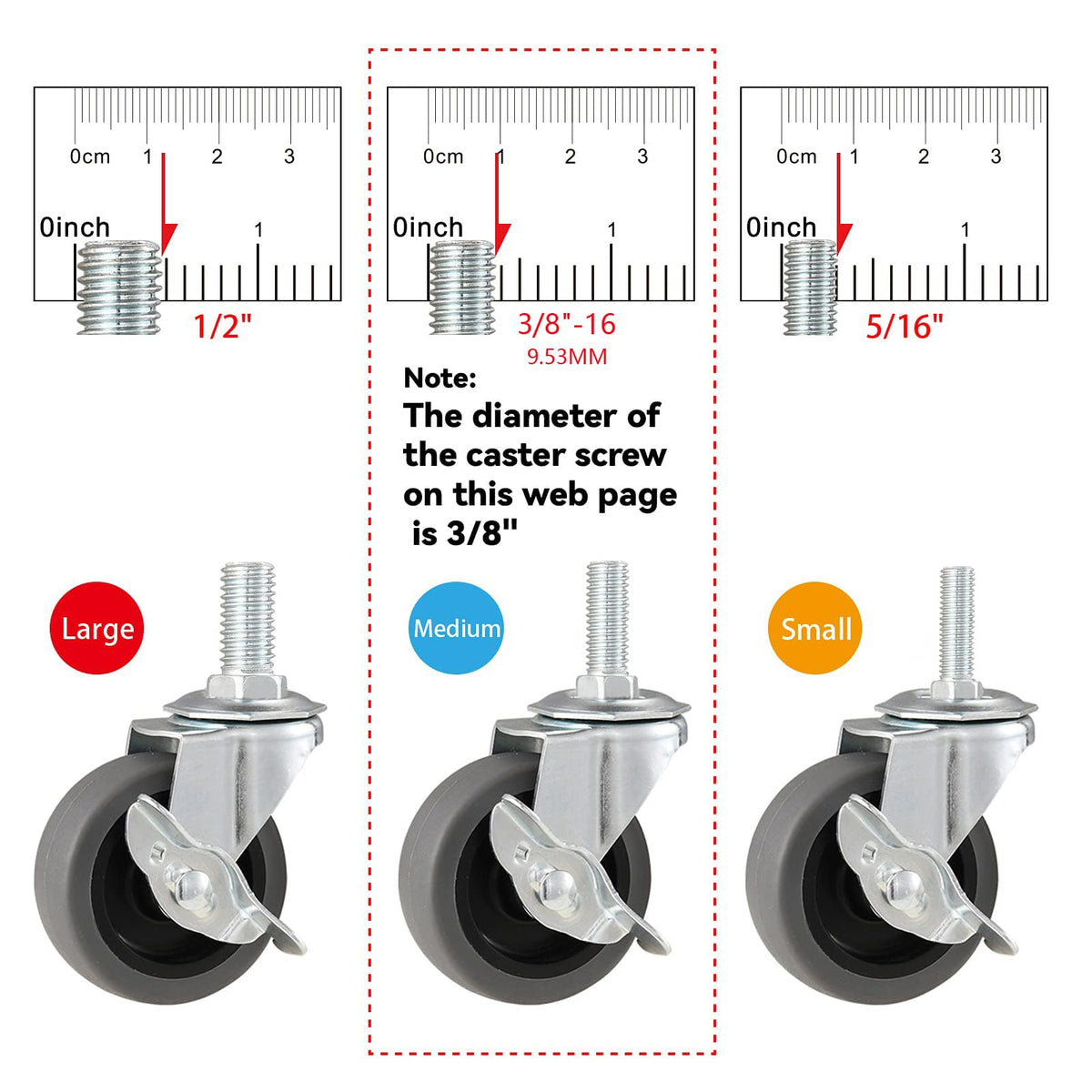 3" Locking Swivel Threaded Stem Casters Set of 4 W32026