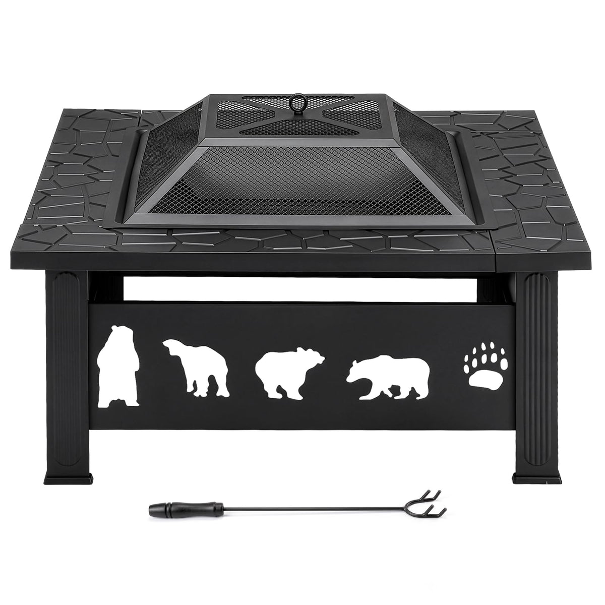 32 Inch Square Wood Burning Fire Pit Table W2896
