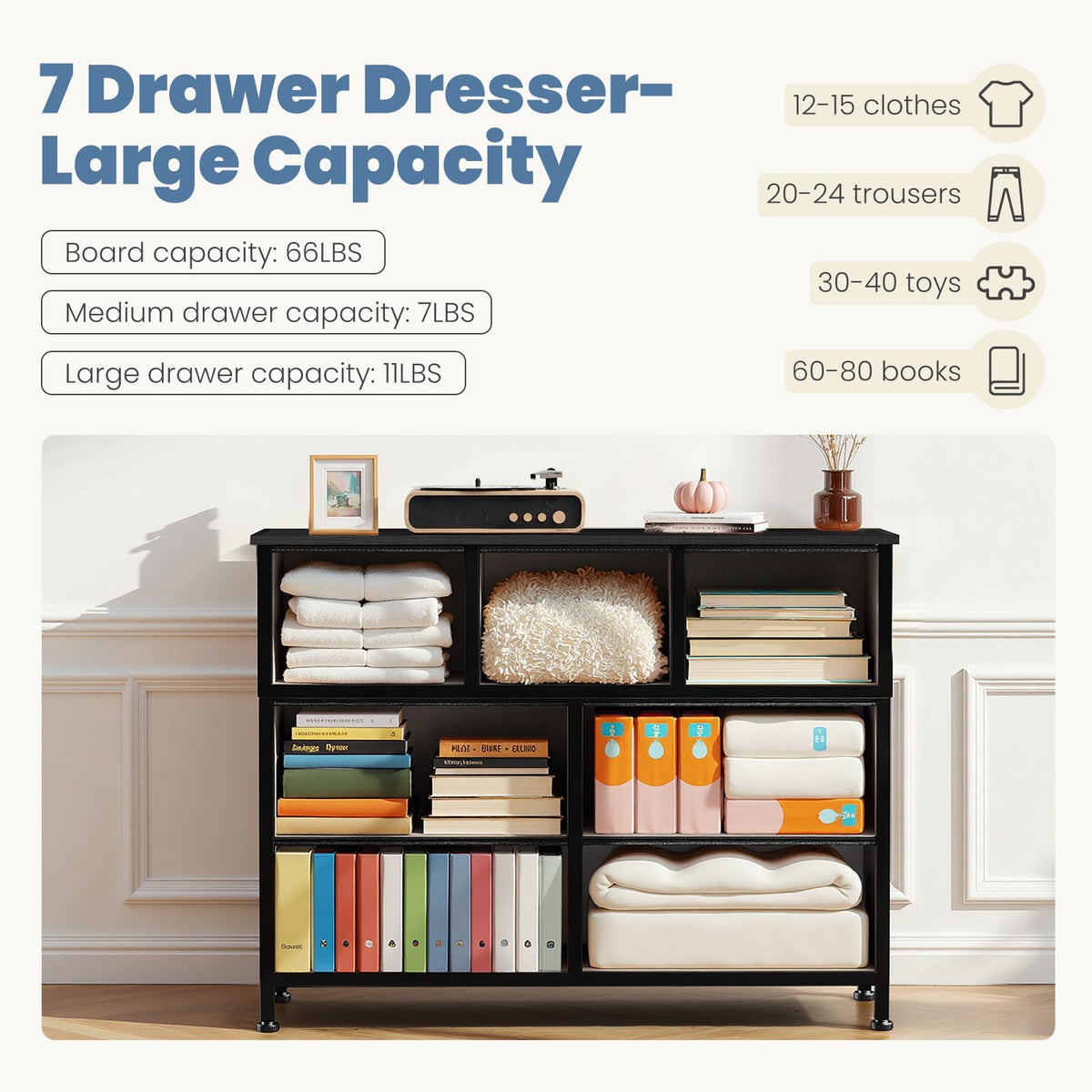 7 Drawer Fabric Dresser F525558