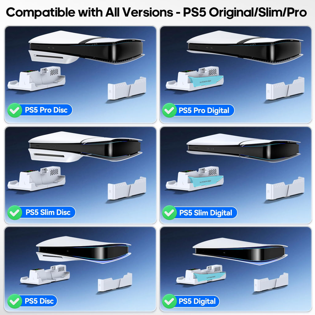 PS5 Horizontal Stand and Cooling Station with Controller Charging Station F16350