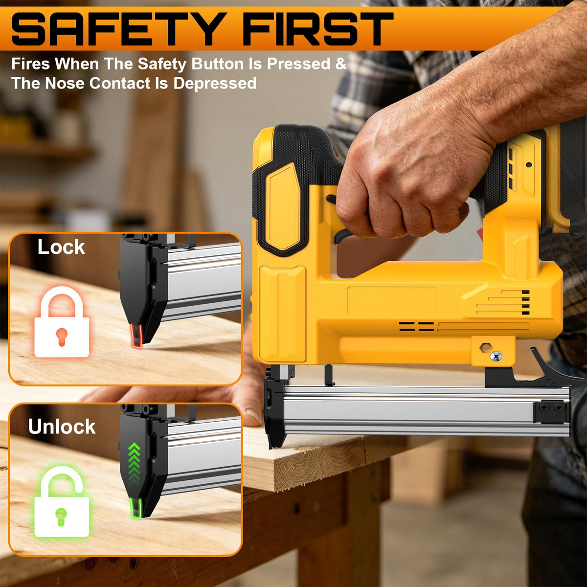 Cordless Brad Nailer 18 Gauge 2-in-1 Nail Gun Staple Gun A6196