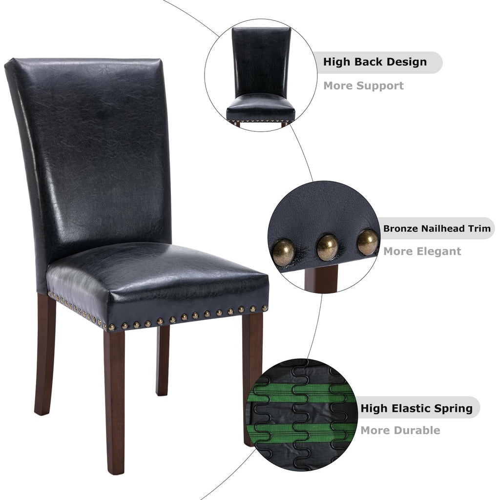High Back Upholstered Dining Chairs Set of 2 Black H722