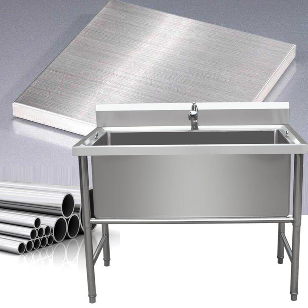 Stainless Steel Dog Washing Station with Sliding Door Q964258