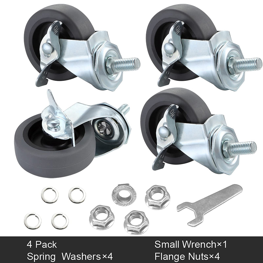 3" Locking Swivel Threaded Stem Casters Set of 4 W32026