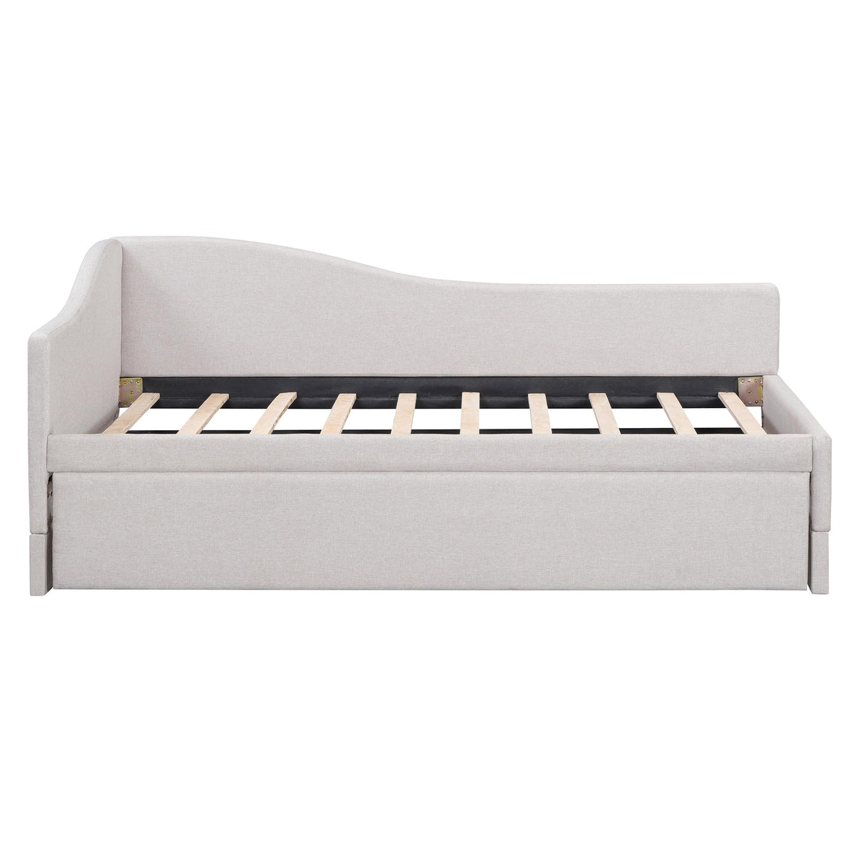 Twin Size Linen Upholstered Daybed with Pop up Trundle B391