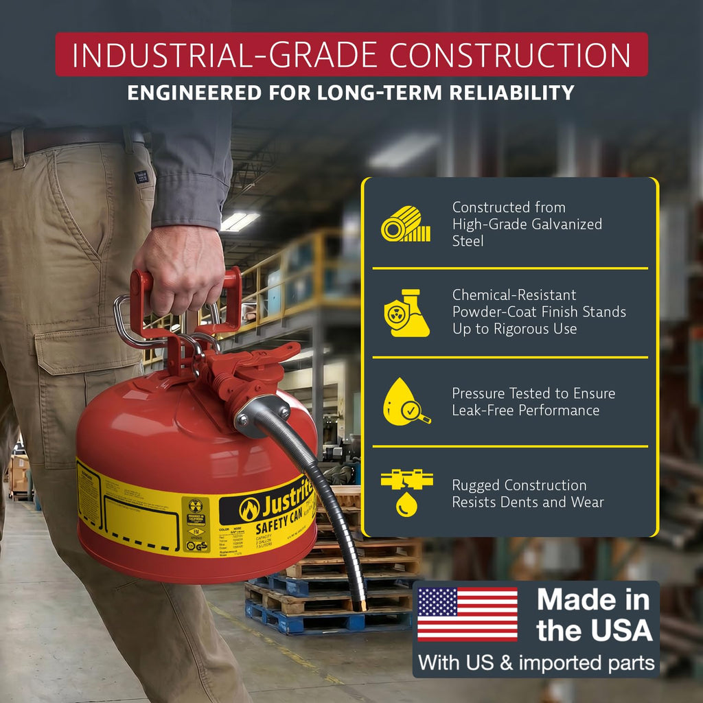 Red Galvanized Steel Gasoline Safety Can R184435