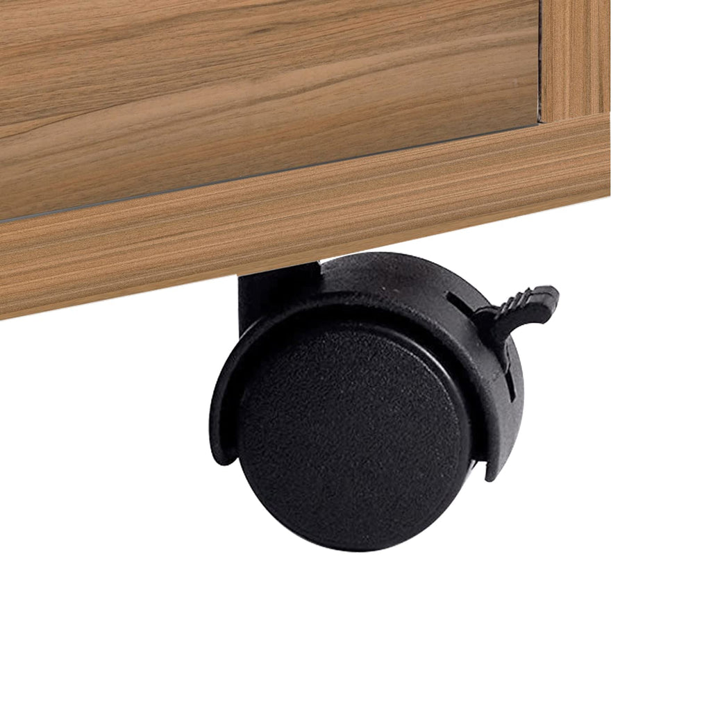 23.6in Rolling Nightstand with 2 Drawers and Shelf Oak N95466