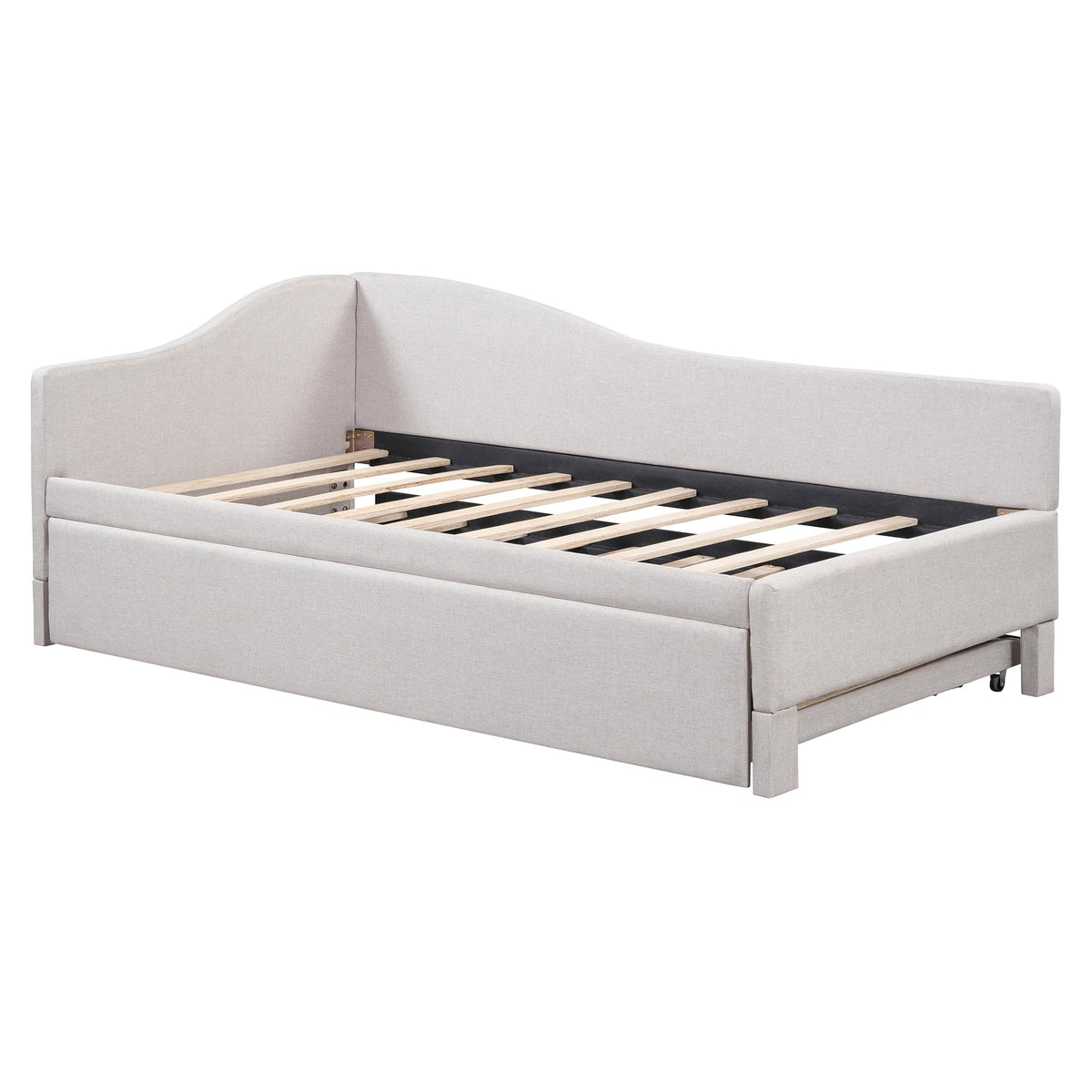 Twin Size Linen Upholstered Daybed with Pop up Trundle B391