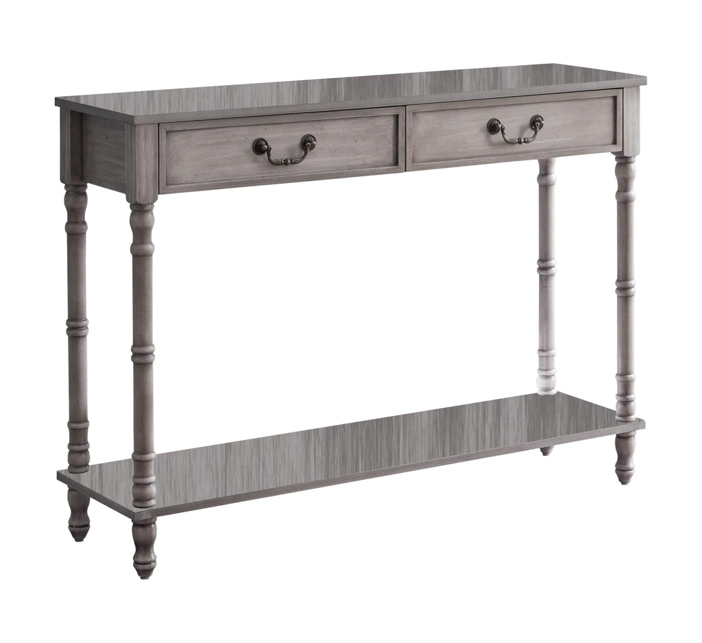 Washed Oak Wood Console Table with 2 Drawers P974