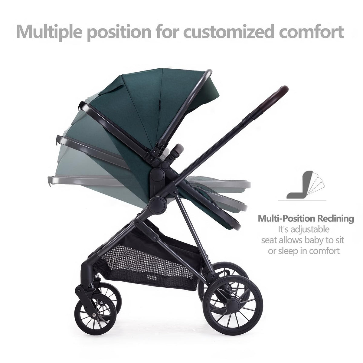 2 in 1 Convertible Reversible Seat Foldable Aluminum Alloy Stroller X73667
