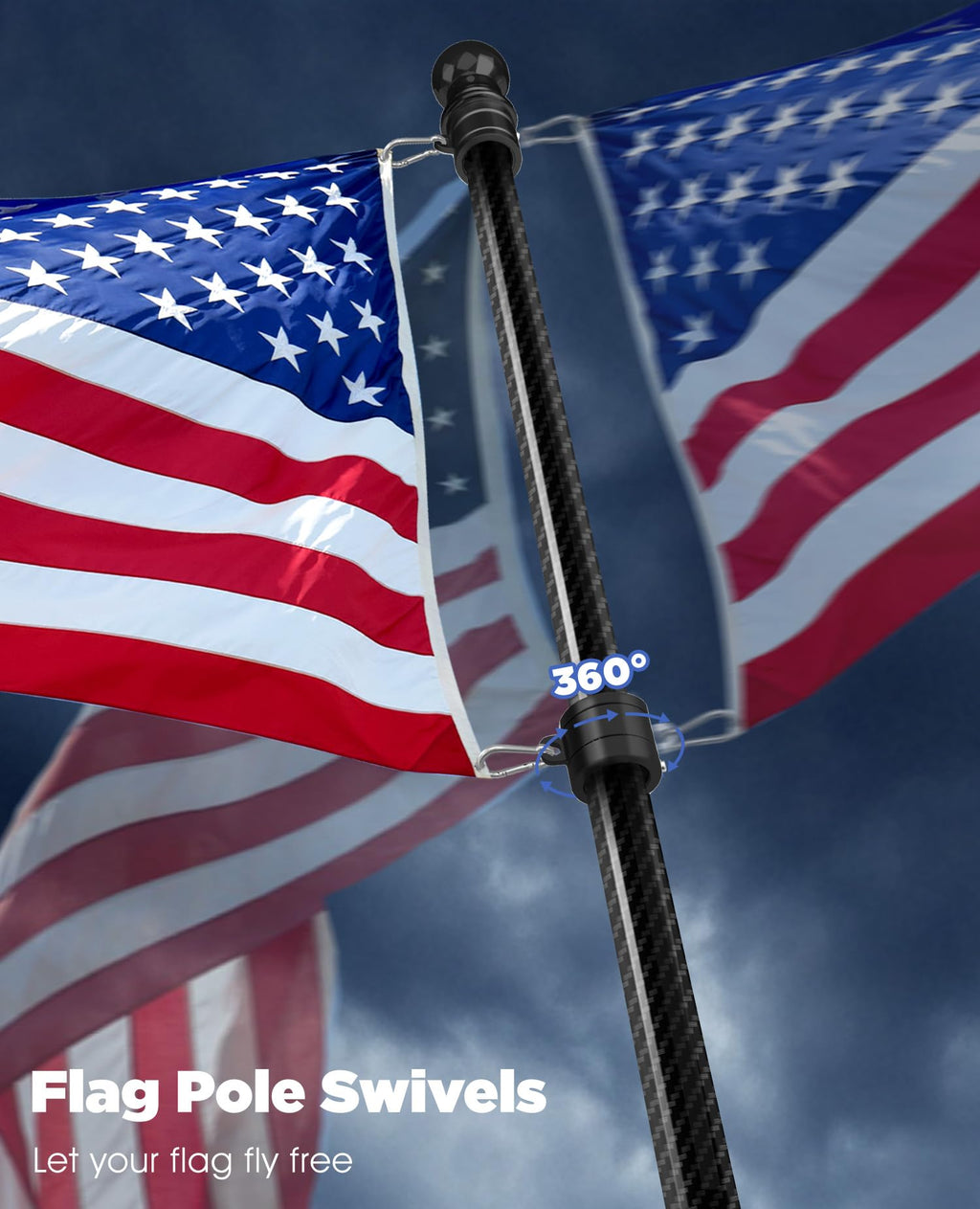 6' Carbon Fiber Flag Pole Kit with USA Flag I785457