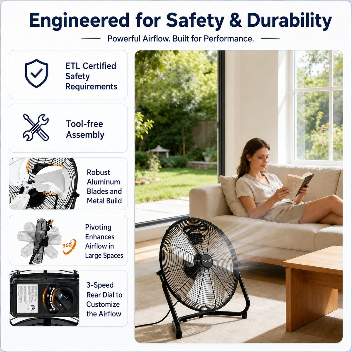 20 Inch High Velocity Floor Fan E99686