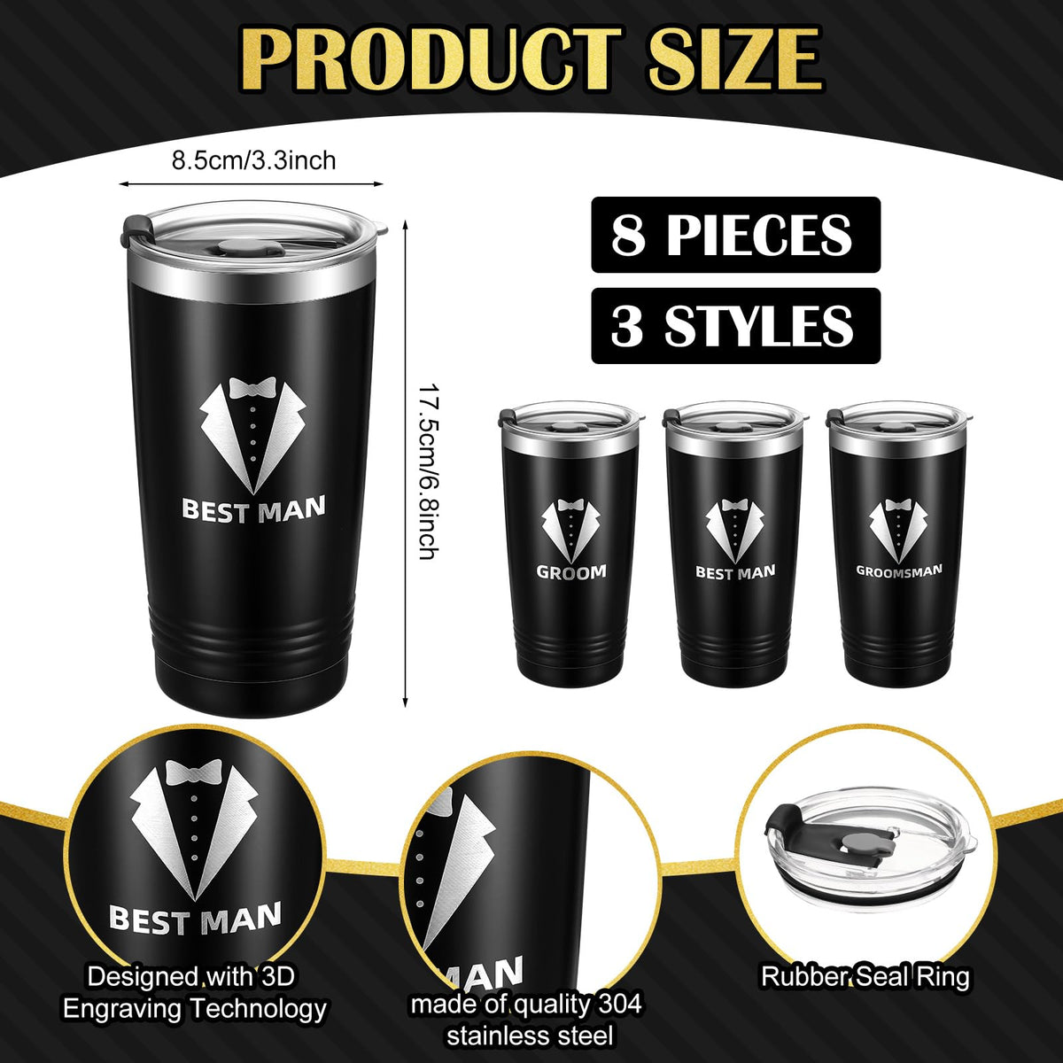 8 Pack 20 oz Tumbler with Lid W916