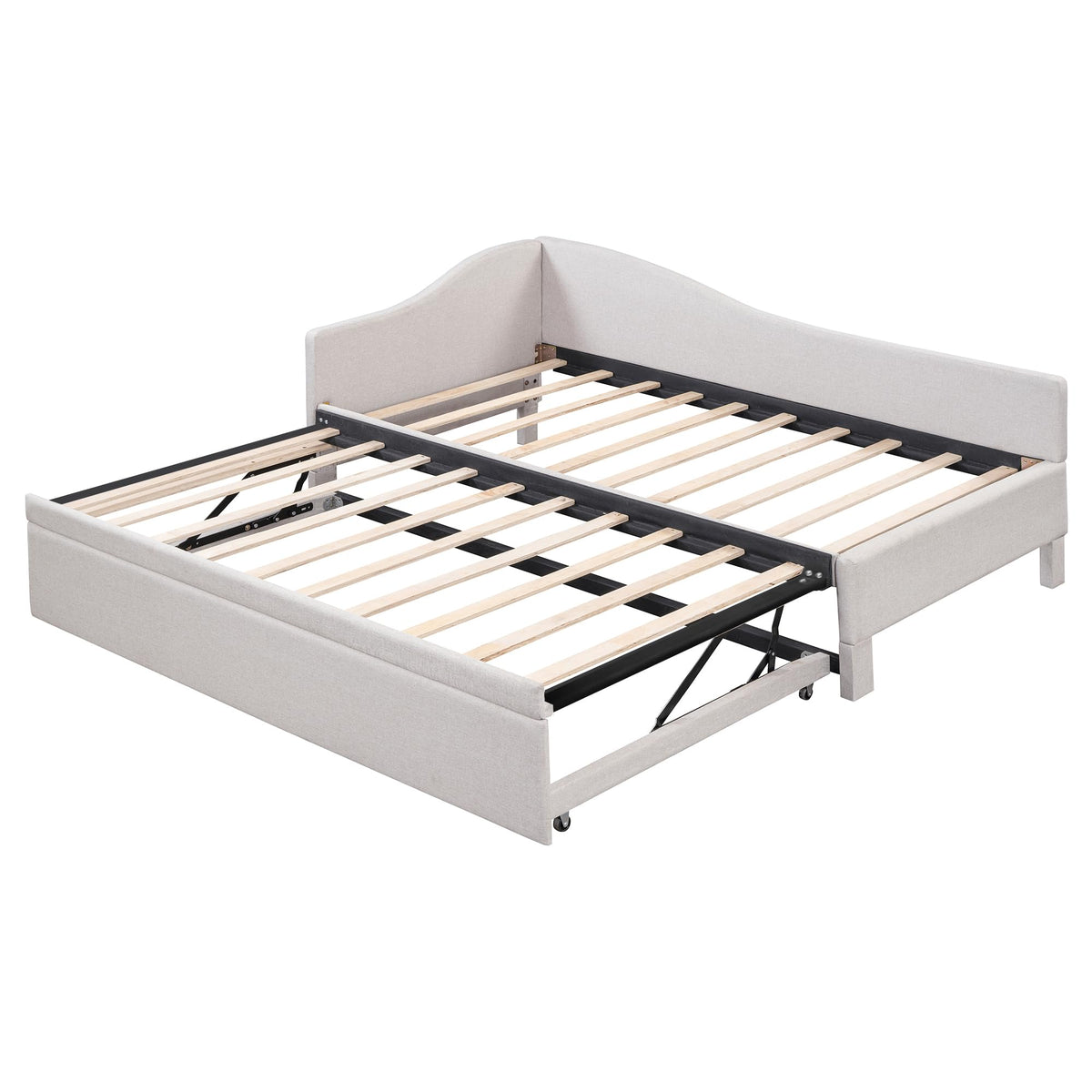 Twin Size Linen Upholstered Daybed with Pop up Trundle B391