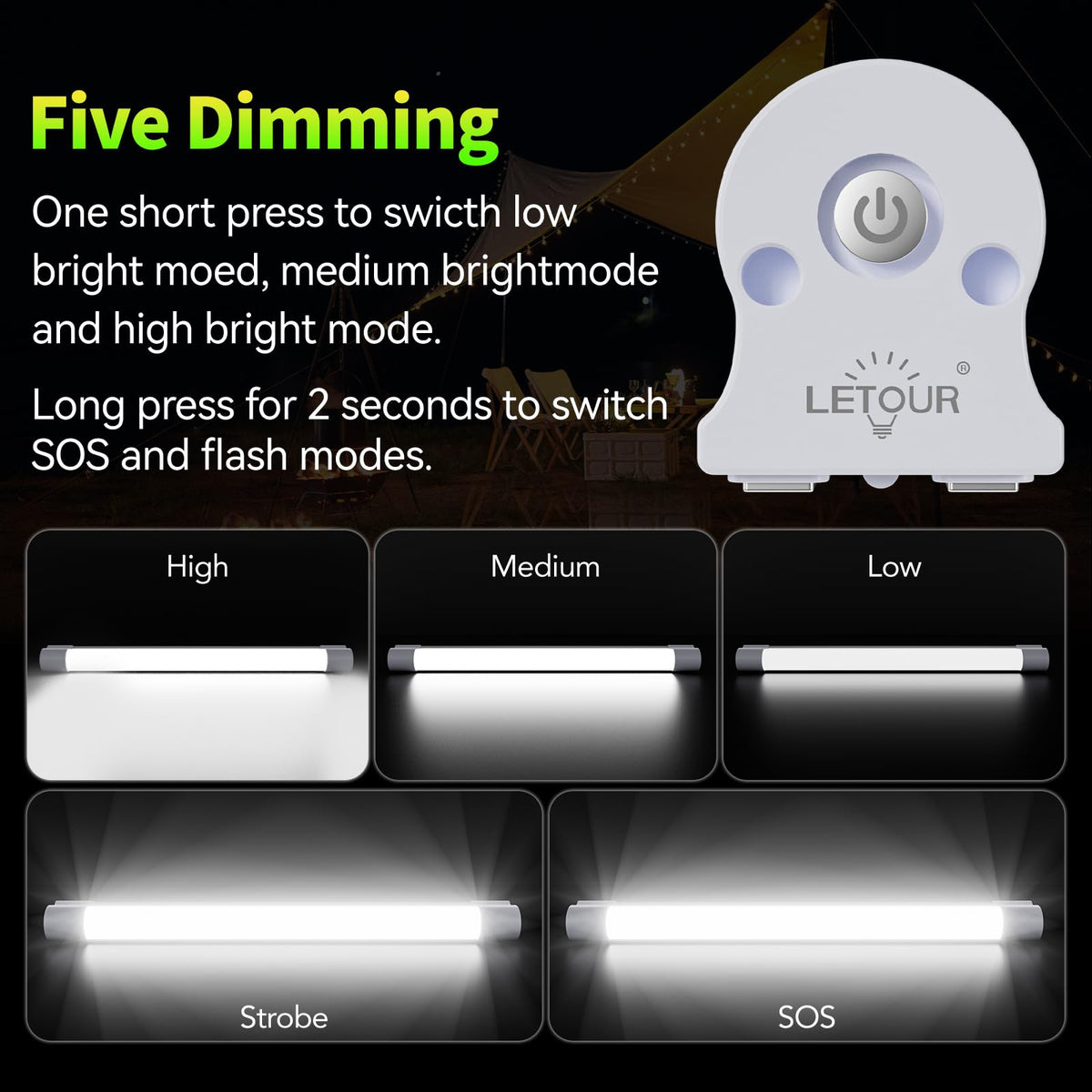 LED Tube Magnetic Work Light 6000Lumens 10400mAh USB Rechargeable H57586