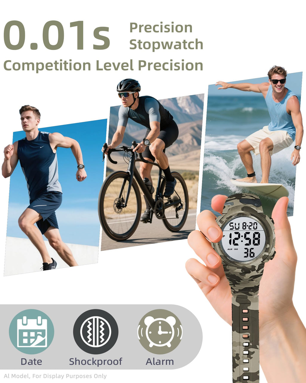 Digital Watch Mens Waterproof Sport Wristwatch B390643