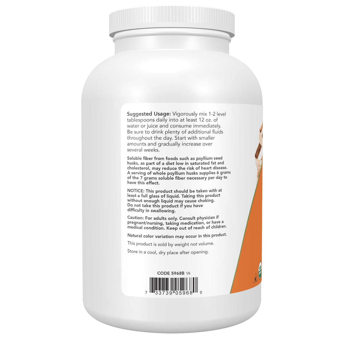 Organic Whole Psyllium Husks 12 oz K5832