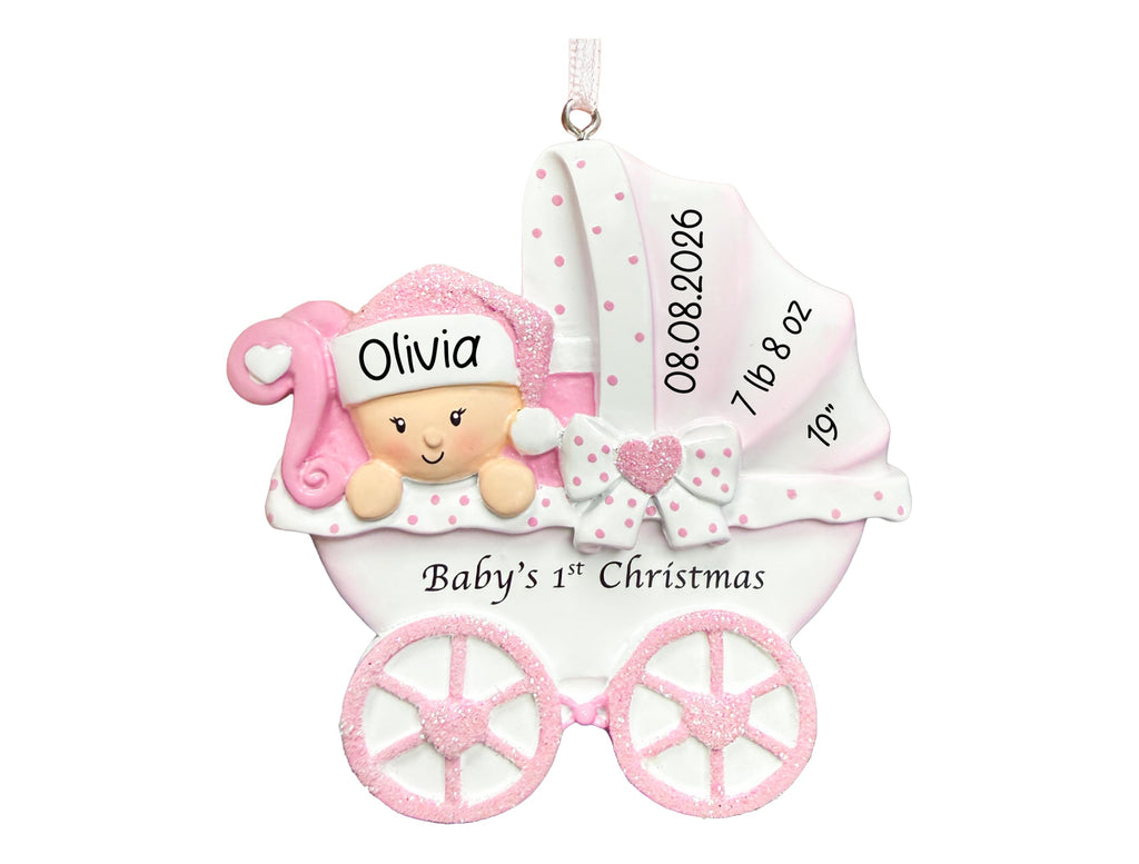 Baby's First Christmas Ornament 2026 Pink Stroller Q4242