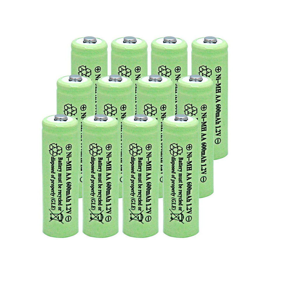 NiMH AA 600mAh 1.2V Rechargeable Batteries Pack of 12 X34529