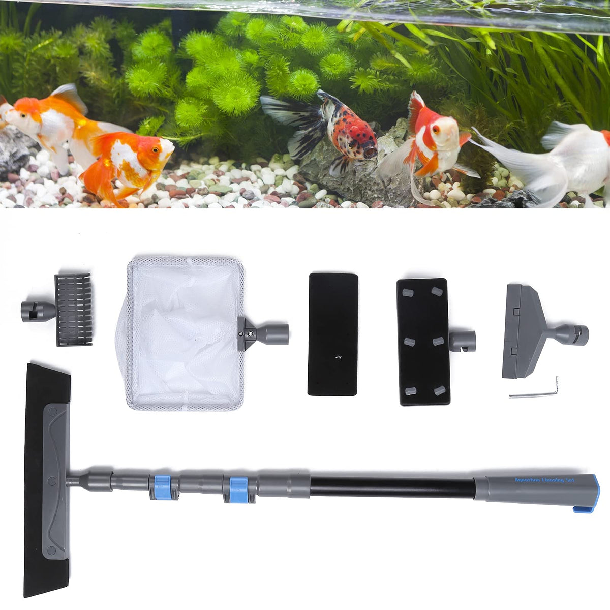 5 in 1 Aquarium Maintenance Kit with Telescopic Brush and Soft Net B253392