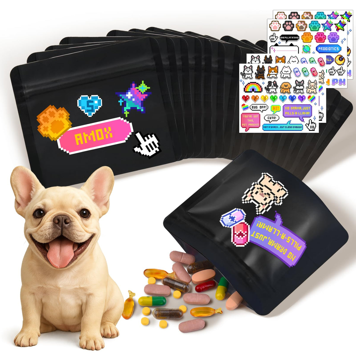 200pcs Zippered Waterproof Pet Pill Pouches Y27270