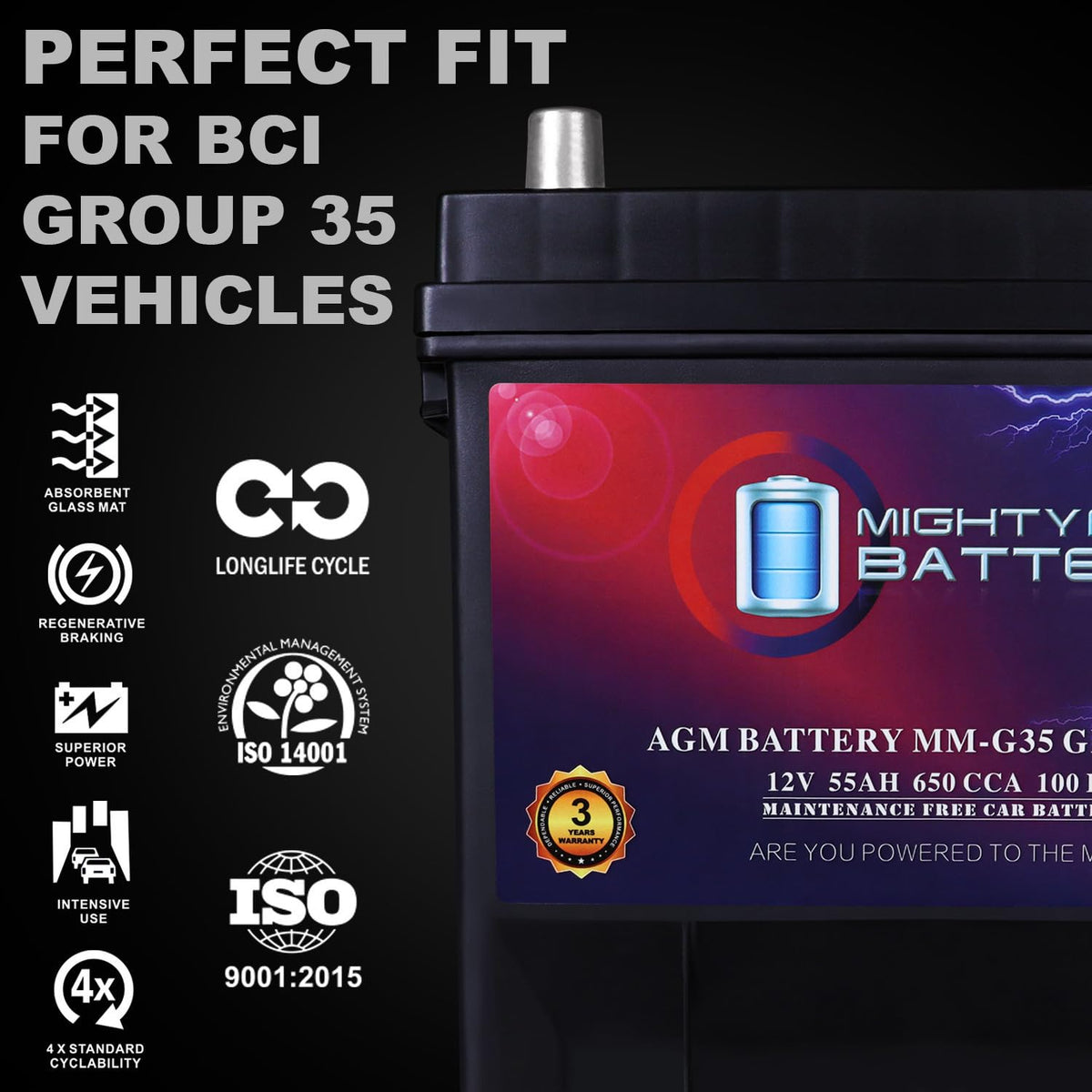 12V 55Ah AGM Replacement Battery B57835