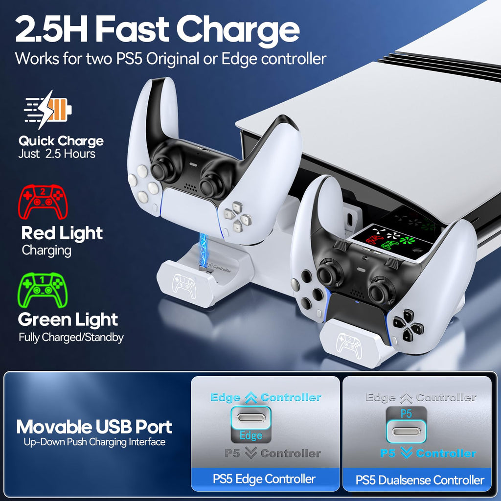 PS5 Horizontal Stand and Cooling Station with Controller Charging Station F16350