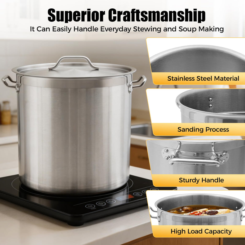 50 Quart Stainless Steel Stockpot with Lid T62084