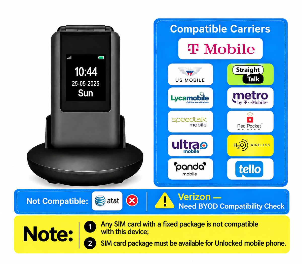 4G Unlocked Flip Phone Dual Screen D612