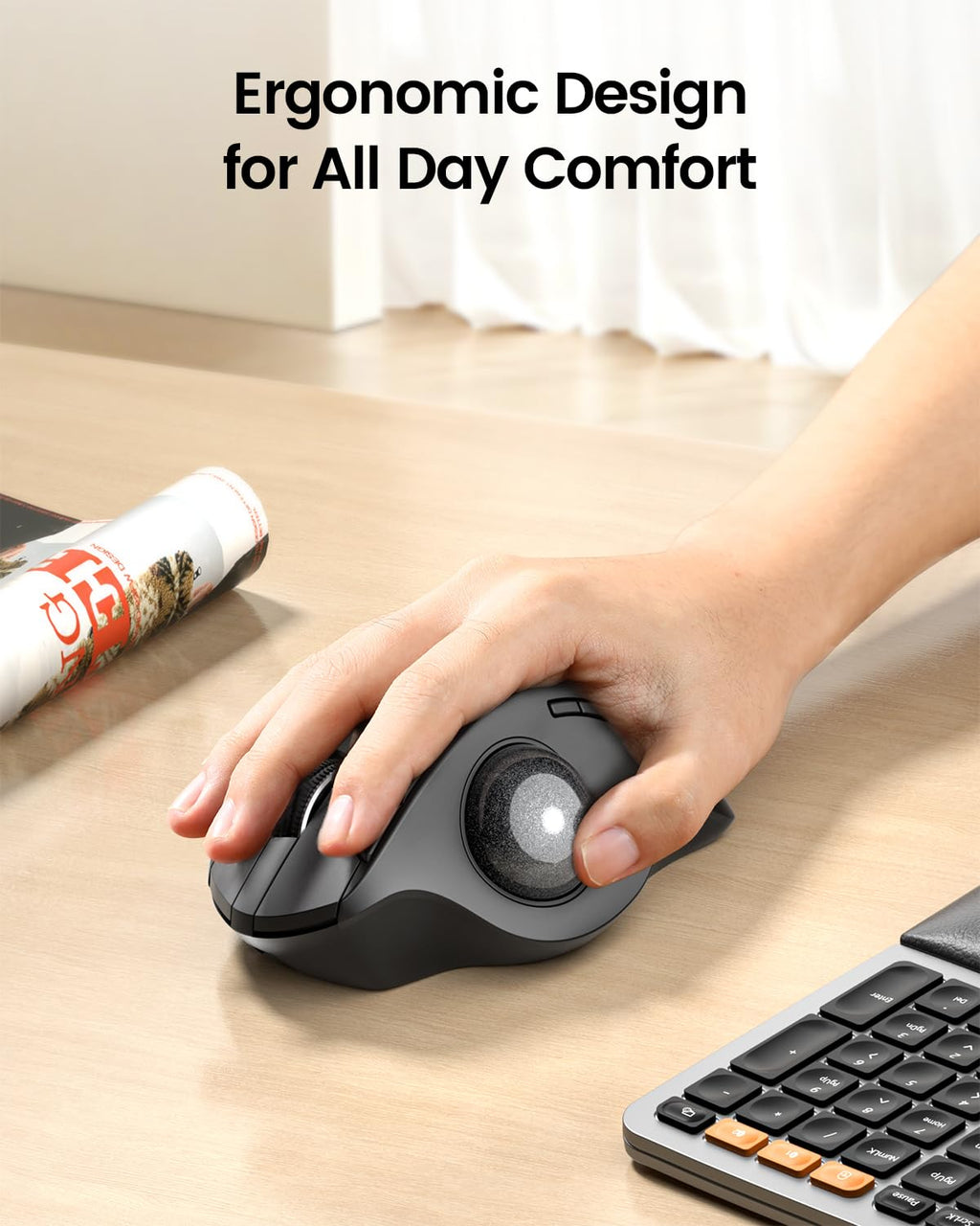 Wireless Rechargeable Gray Trackball Mouse P450