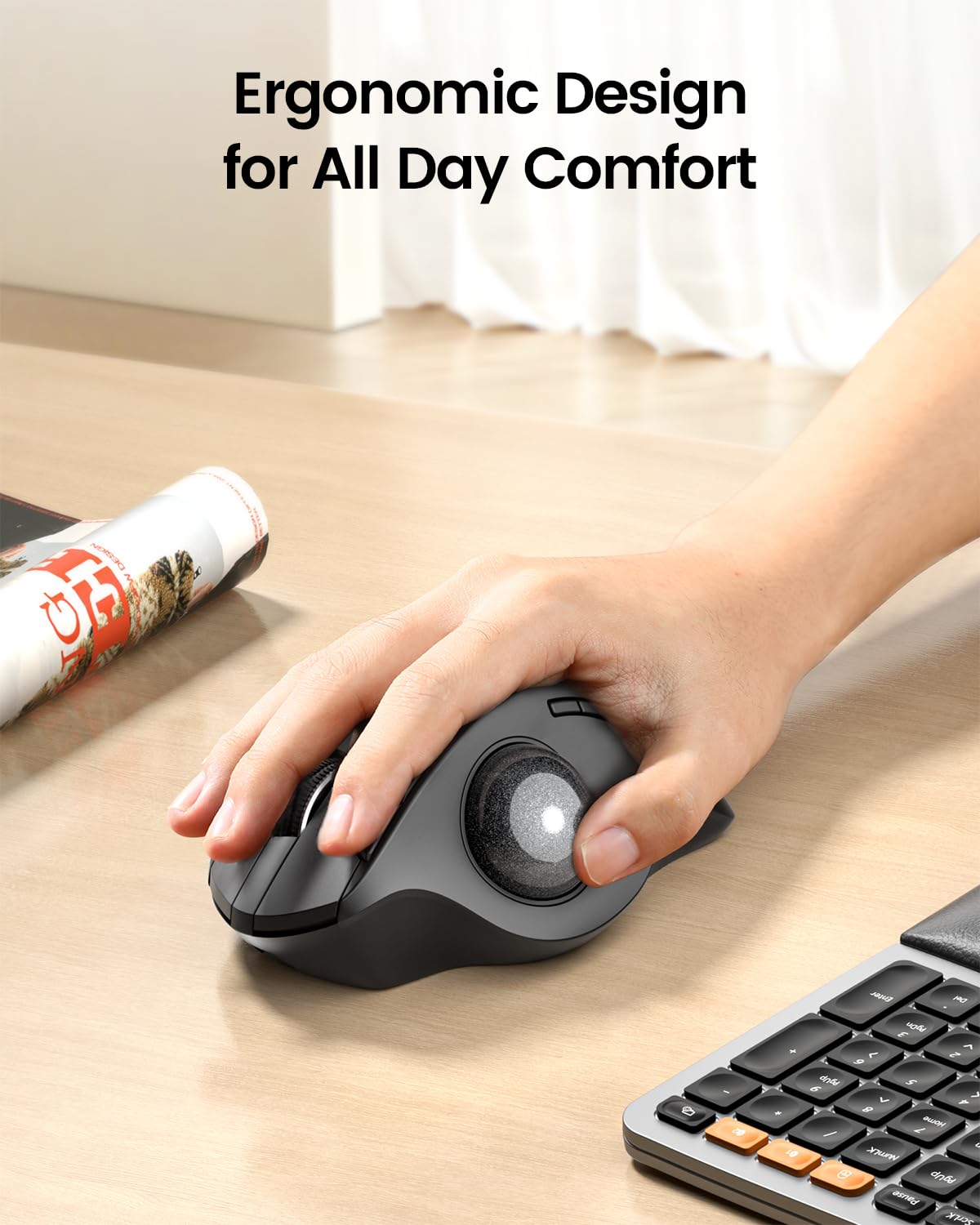 Wireless Rechargeable Gray Trackball Mouse P450