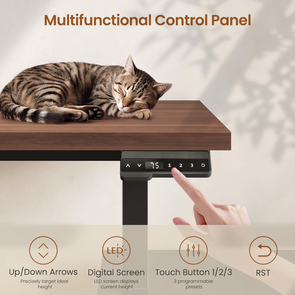 L Shaped Black Electric Standing Desk with 6 Drawers E9142