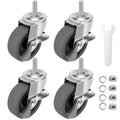 3" Locking Swivel Threaded Stem Casters Set of 4 W32026