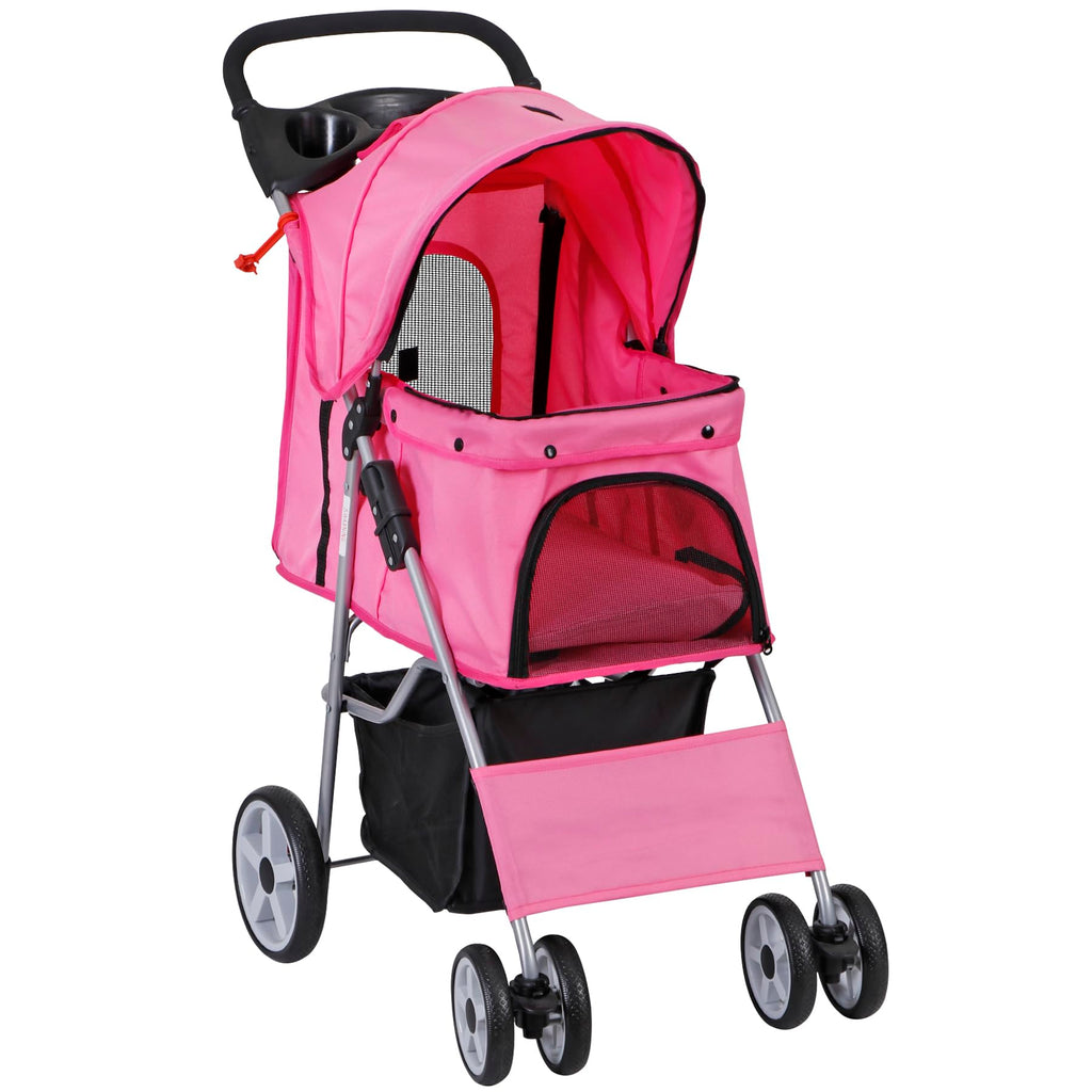 Foldable Pet Stroller with Waterproof Cover, Pink H781633