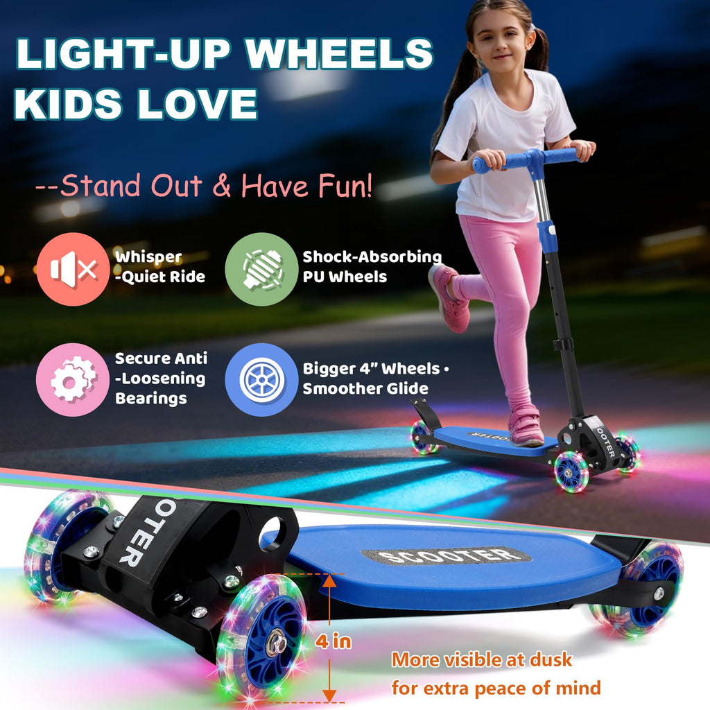 Kids 2-7 Age Light up 3 Wheels Folding Kick Scooter Q20617