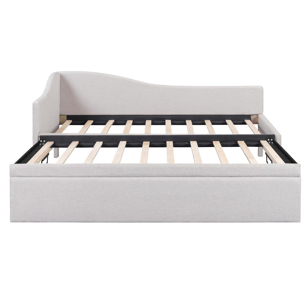 Twin Size Linen Upholstered Daybed with Pop up Trundle B391