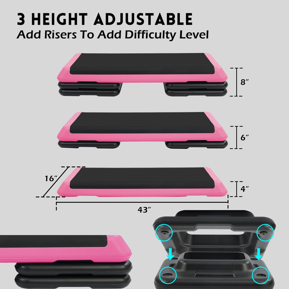 Adjustable Step Aerobic Platform with Risers V582231