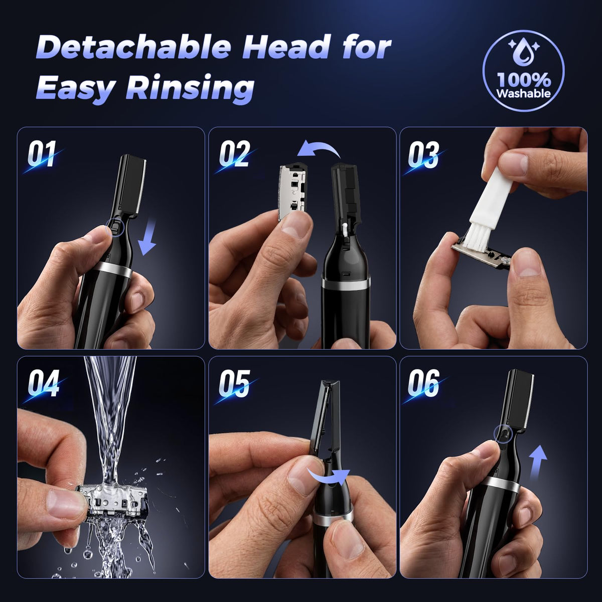 Electric Rechargeable Eyebrow Trimmer with Rinseable Blade N45456