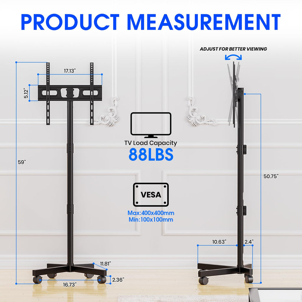 Black Rolling TV Stand for 23-60 Inch TVs F833833
