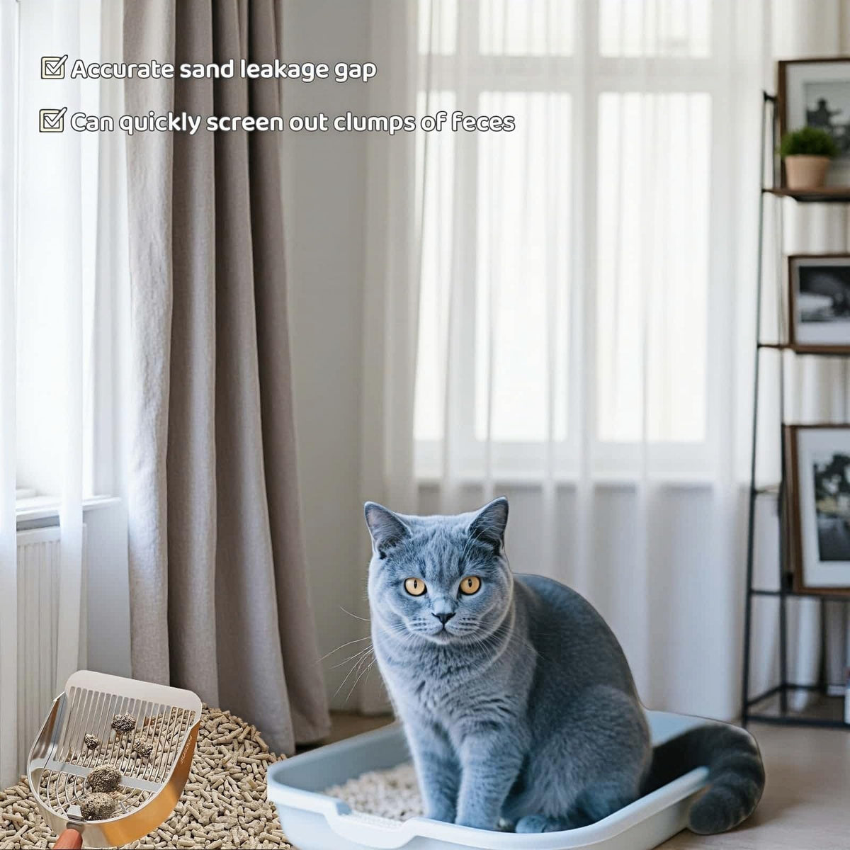 Stainless Steel Cat Litter Scoop with Wood Handle J6198