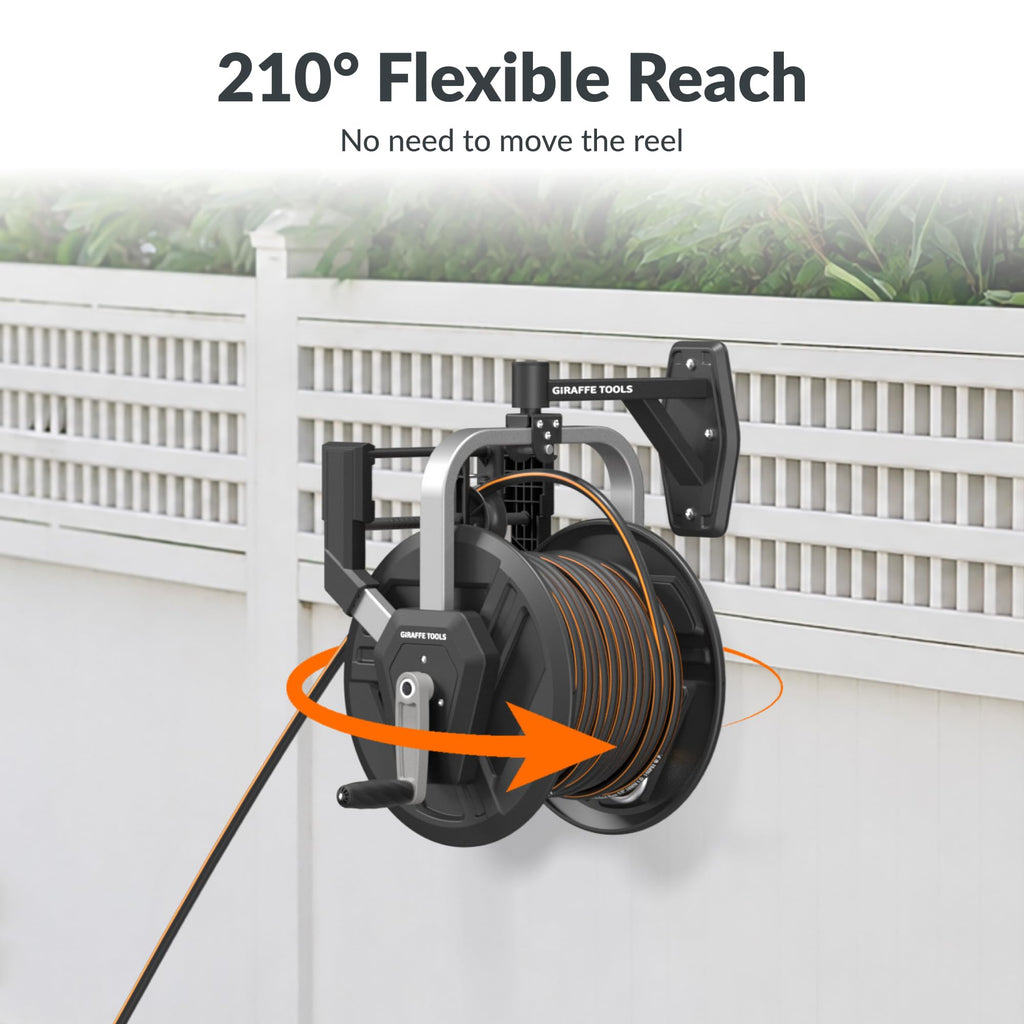 Garden Hose Reel Wall Mount, 125FT 5/8" Hose Capacity, Heavy Duty with Crank G8433