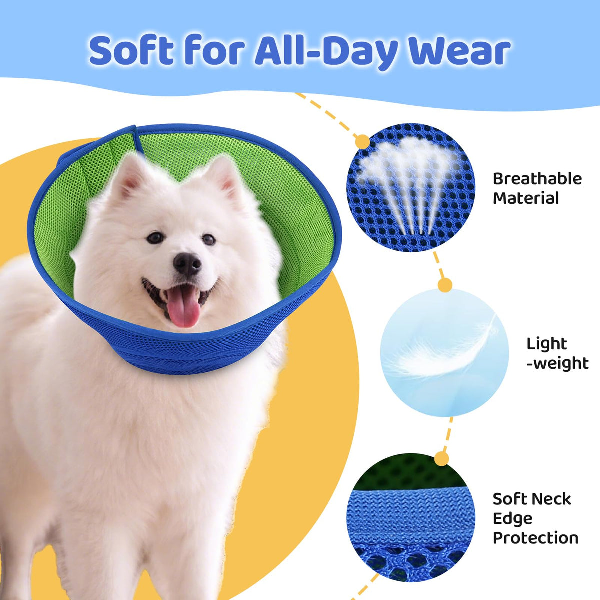 Soft Dog Cone Collar Adjustable Washable R4829