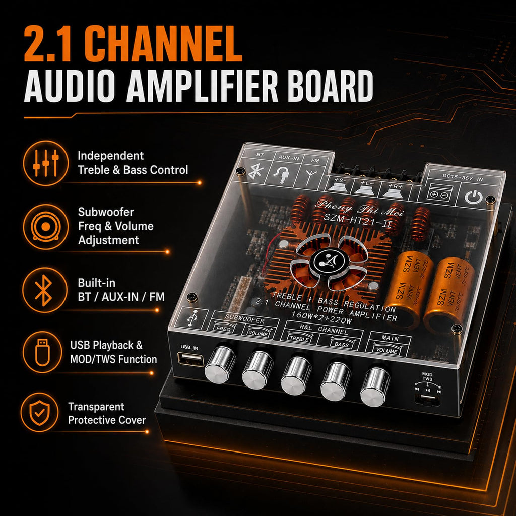 2.1 Channel Bluetooth 5.1 Amp Board 160W x 2 + 220W D883